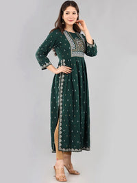 Thumbnail for Women Ethnic Motifs Printed Mirror Work Summer Sheers Anarkali Kurta