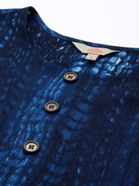 Thumbnail for abstract-printed-indigo-straight-kurta