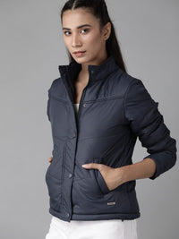 Thumbnail for Women Maroon Solid Padded Jacket