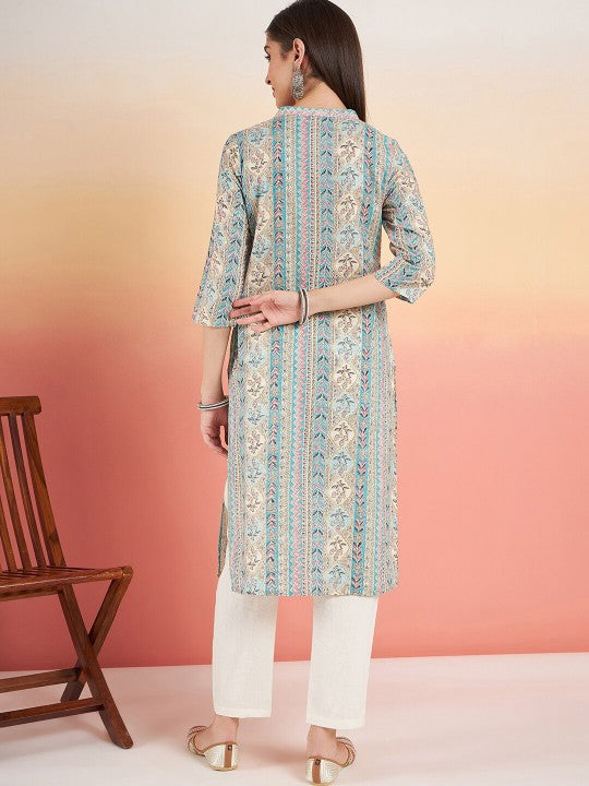 ethnic-motifs-printed-band-collar-cotton-straight-kurta