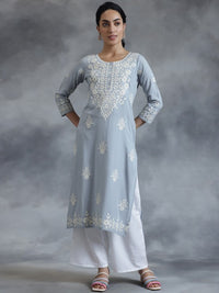 Thumbnail for ethnic-motifs-embroidered-straight-kurta