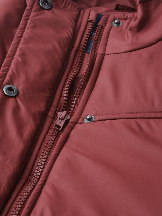 women-maroon-solid-padded-jacket