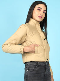 Thumbnail for Stand Collar Lightweight Crop Puffer Jacket