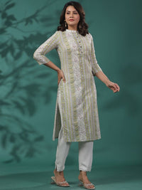 Thumbnail for Ethnic Motifs Printed Band Collar Cotton Straight Kurta