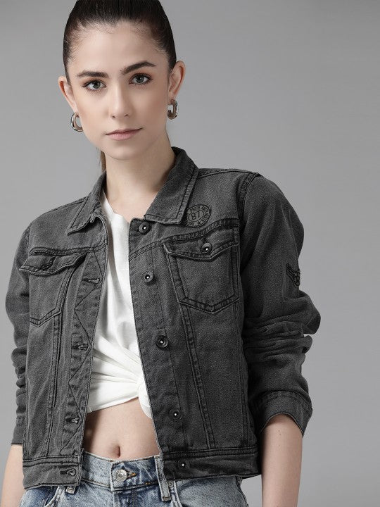 women-charcoal-solid-pure-cotton-denim-jacket