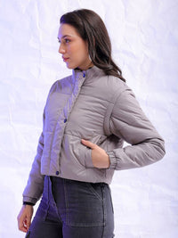 Thumbnail for stand-collar-lightweight-crop-puffer-jacket