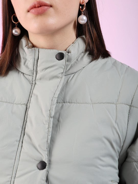 Stand Collar Lightweight Crop Puffer Jacket