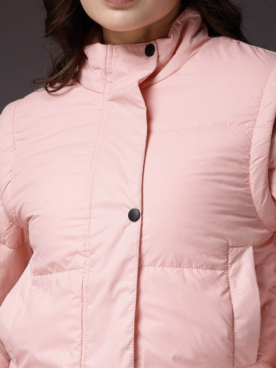 Stand Collar Lightweight Crop Puffer Jacket