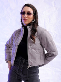 Thumbnail for stand-collar-lightweight-crop-puffer-jacket