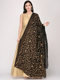 Thumbnail for Black Embroidered Chiffon Dupatta