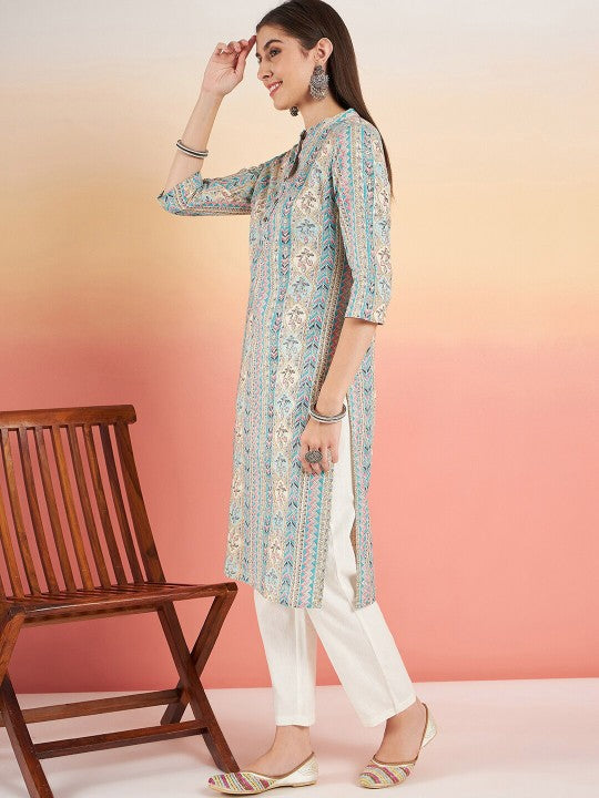 ethnic-motifs-printed-band-collar-cotton-straight-kurta