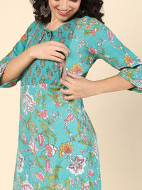 Thumbnail for Ethnic Motifs Printed Cotton Maternity Kurta