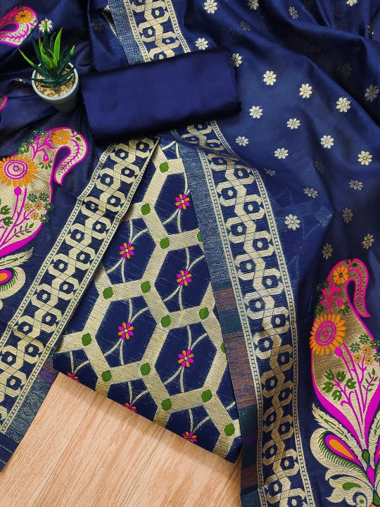 Ethnic Motifs Printed Unstitched Dress Material