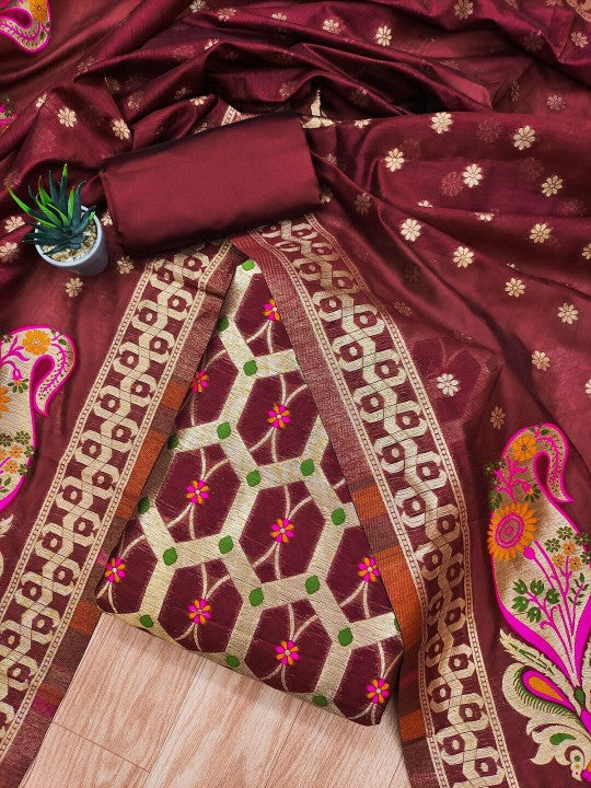 Ethnic Motifs Printed Unstitched Dress Material