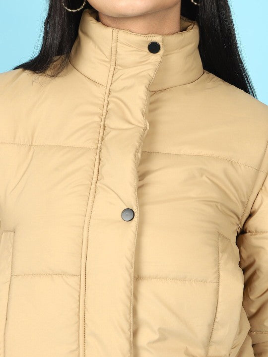 Stand Collar Lightweight Crop Puffer Jacket