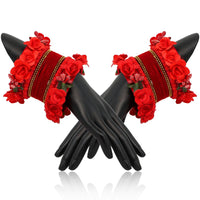 Thumbnail for red color floral bangles set: 2.4 (trb155red-2.4)