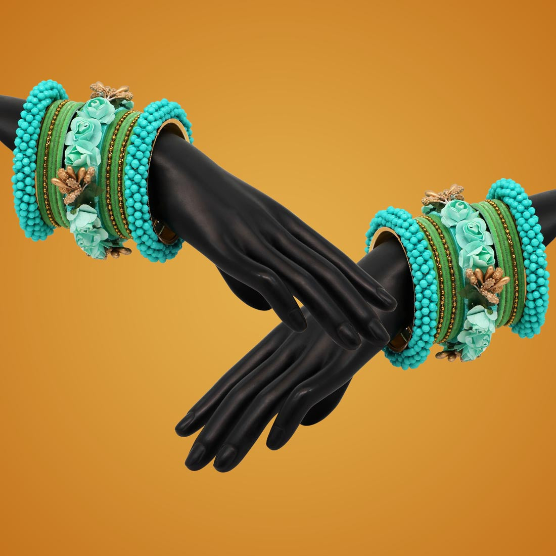 rama green color floral bangles set: 2.4 (trb156rgrn-2.4)