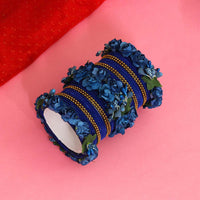 Thumbnail for blue color floral bangles set: 2.8 (trb159blu-2.8)